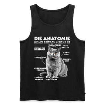 Britisch Kurzhaar T | Britisch Kurzhaar Katzen  - Männer Premium Bio Tank Top - Schwarz - Vorne - AI Model Male 178 light (178cm)