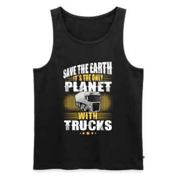 Truck Driver - Men's Premium Organic Tank Top - black - Front - Michal (187cm)