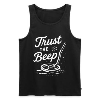 Trust The Beep Metal Detecting Humor - Men's Premium Organic Tank Top - black - Front - AI Model Male 178 light (178cm)