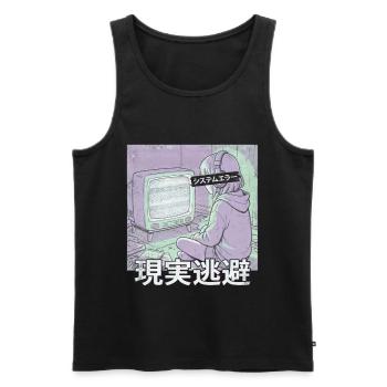 Aesthetic Anime Girl Glitch System Error Vaporwave - Men's Premium Organic Tank Top - black - Front - Michal (187cm)