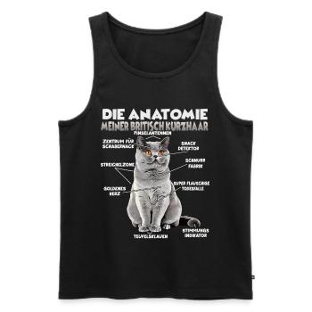 Cadeau britannique à poil court pour l’amoureux des chats - Débardeur bio Premium Homme - noir - Devant - Michal (187cm)