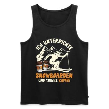 Snowboardeur J’ENSEIGNE ET JE BOIS DU CAFÉ - Débardeur bio Premium Homme - noir - Devant - AI Model Male 178 light (178cm)