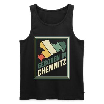 Geboren in Chemnitz Vintage Signet - Männer Premium Bio Tank Top - Schwarz - Vorne - AI Model Male 178 light (178cm)
