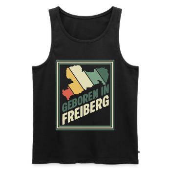 Geboren in Freiberg - Männer Premium Bio Tank Top - Schwarz - Vorne - AI Model Male 178 light (178cm)