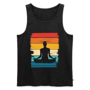 Rainbow Lotus Meditation - Men's Premium Organic Tank Top - black - Front - AI Model Male 178 light (178cm)