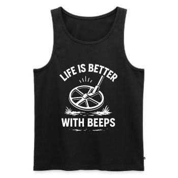 Life Is Better With Beeps Metal Detecting Fun - Men's Premium Organic Tank Top - black - Front - AI Model Male 178 light (178cm)