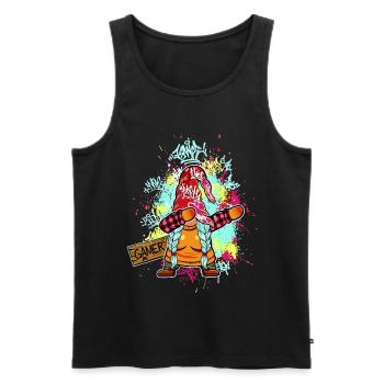 GNOME GAMER Dab Graffiti Joueuse de Noël - Débardeur bio Premium Homme - noir - Devant - Michal (187cm)