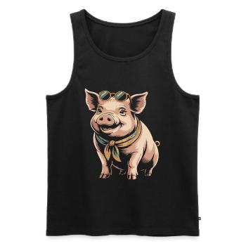 Sunglasses Pig with Scarf - Men's Premium Organic Tank Top - black - Front - Michal (187cm)