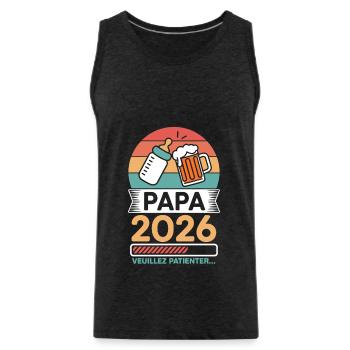 Papa 2026 Veuillez Patienter Futur Papa Humour - Débardeur bio Premium Homme - charbon - Devant - Alexander (188cm)