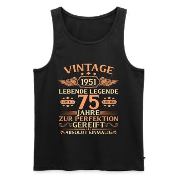 75th Birthday Vintage 1951 Year - Men's Premium Organic Tank Top - black - Front - Michal (187cm)