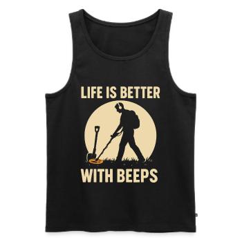Life Is Better With Beeps Metal Detecting Treasure - Men's Premium Organic Tank Top - black - Front - Michal (187cm)