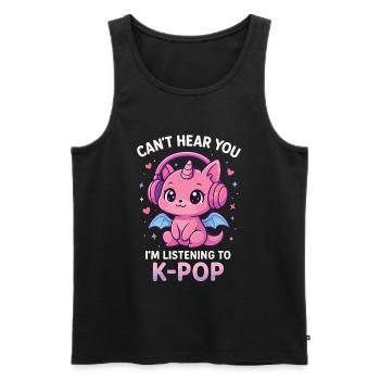 Kawaii Dragon Listening to K-Pop - Men's Premium Organic Tank Top - black - Front - AI Model Male 178 light (178cm)