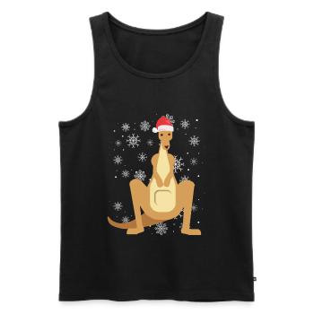 Le kangourou dans la magie de Noël - Débardeur bio Premium Homme - noir - Devant - Michal (187cm)