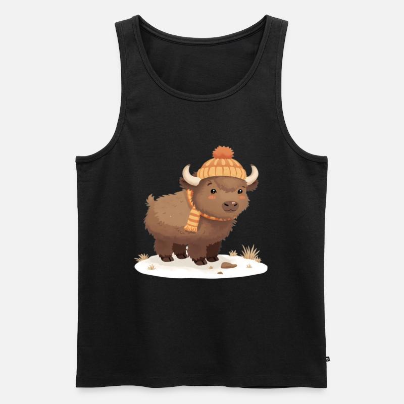 Winterbison mit Mütze - Männer Premium Bio Tank Top - Schwarz