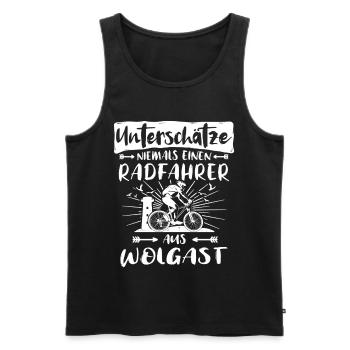 Wolgast Fahrrad Wolgaster Radfahrer - Männer Premium Bio Tank Top - Schwarz - Vorne - AI Model Male 178 light (178cm)