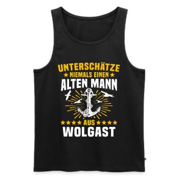 Wolgast Unterschätze Wolgaster Mann - Männer Premium Bio Tank Top - Schwarz - Vorne - AI Model Male 178 light (178cm)