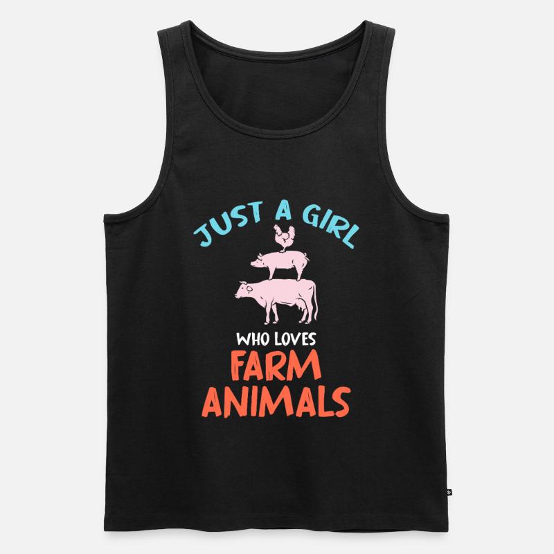 Nur ein Mädchen liebt Hoftiere - Männer Premium Bio Tank Top - Schwarz