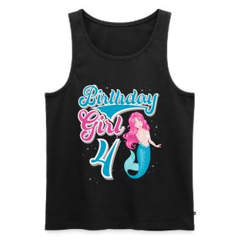 4th Birthday Mermaid - Men's Premium Organic Tank Top - black - Front - AI Model Male 178 light (178cm)