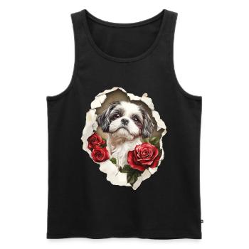 Shih Tzu Vintage - Männer Premium Bio Tank Top - Schwarz - Vorne - Michal (187cm)