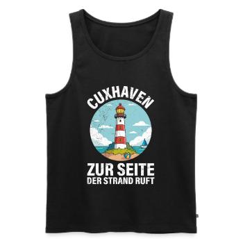 Cuxhavener TO THE PAGE THE BEACH IS CALLING Funny - Men's Premium Organic Tank Top - black - Front - Michal (187cm)