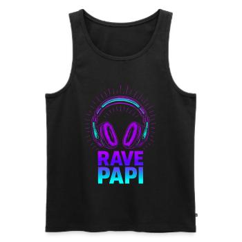 Rave Papi-EDM Festival Raver Daddy Fathers Groovy  - Men's Premium Organic Tank Top - black - Front - AI Model Male 178 light (178cm)