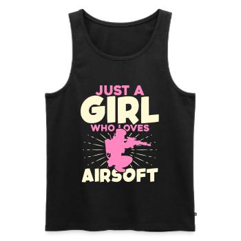 Just a Girl Who Loves Airsoft - Männer Premium Bio Tank Top - Schwarz - Vorne - AI Model Male 178 light (178cm)