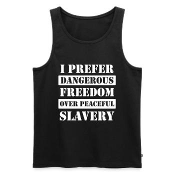 Gefährliche Freiheit - Men's Premium Organic Tank Top - black - Front - Michal (187cm)