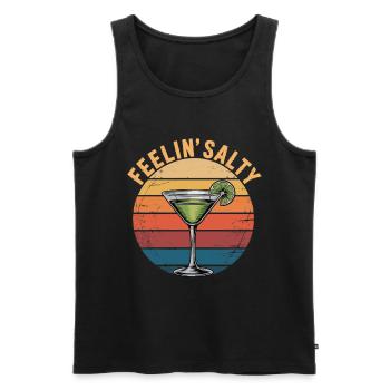 Feelin' Salty T-Shirt – Margarita Cocktail Shirt - Débardeur bio Premium Homme - noir - Devant - Michal (187cm)