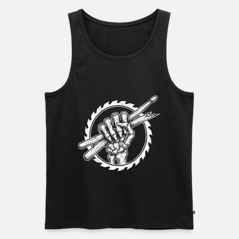 Skelett Hand mit Drumsticks - Männer Premium Bio Tank Top - Schwarz