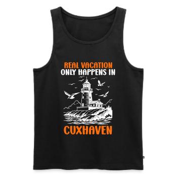 North Sea REAL HOLIDAYS ARE ONLY AVAILABLE IN CUXHAVEN - Men's Premium Organic Tank Top - black - Front - Michal (187cm)