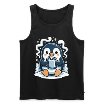 Cuddly penguin with hot cocoa - Men's Premium Organic Tank Top - black - Front - AI Model Male 178 light (178cm)