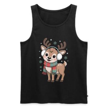 Winterliches Reh mit Schal und Ohrenwärmer - Männer Premium Bio Tank Top - Schwarz - Vorne - AI Model Male 178 light (178cm)