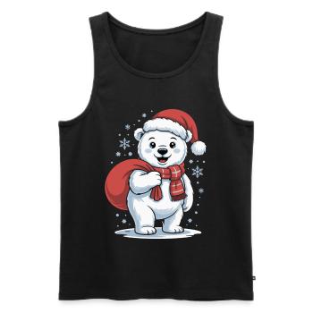 Polarbär mit rotem Schal und Mütze - Männer Premium Bio Tank Top - Schwarz - Vorne - AI Model Male 178 light (178cm)