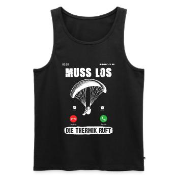 Paragliders MUST GO, THERMALS ARE CALLING - Men's Premium Organic Tank Top - black - Front - AI Model Male 178 light (178cm)
