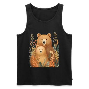 Forest bear couple in autumn foliage - Men's Premium Organic Tank Top - black - Front - Michal (187cm)