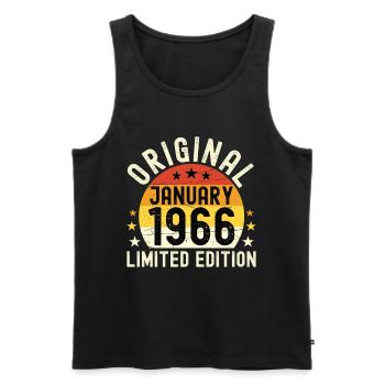 Anniversaire Janvier 1966 Limited Edition Original - Débardeur bio Premium Homme - noir - Devant - AI Model Male 178 light (178cm)