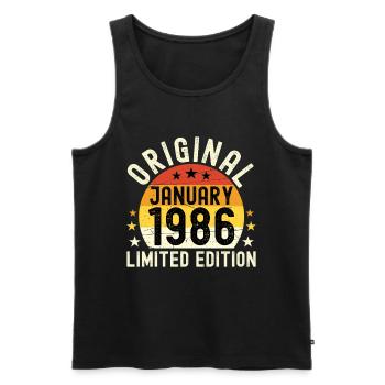 Anniversaire Janvier 1986 Limited Edition Original - Débardeur bio Premium Homme - noir - Devant - Michal (187cm)