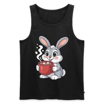 Cuddly bunny with coffee mug - Men's Premium Organic Tank Top - black - Front - Michal (187cm)
