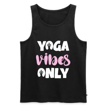 Uniquement des vibrations de yoga - Débardeur bio Premium Homme - noir - Devant - AI Model Male 178 light (178cm)