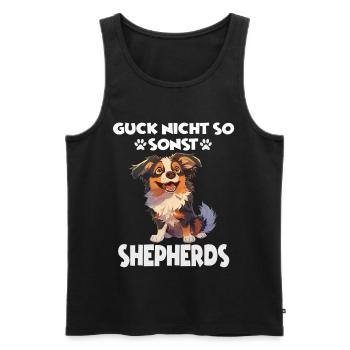 Dictons de chiens Promenade cadeau pour amoureux des chiens AUSSIE - Débardeur bio Premium Homme - noir - Devant - Michal (187cm)