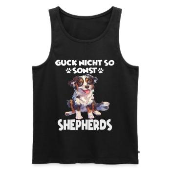 Hund Australian Shepherd T Hundebesitzer Geschenk - Männer Premium Bio Tank Top - Schwarz - Vorne - Michal (187cm)