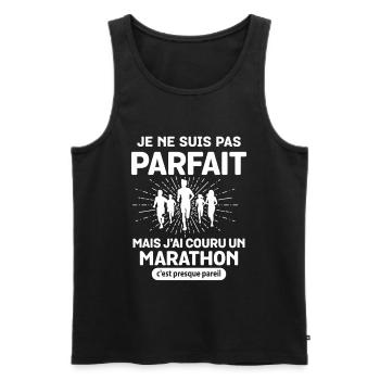 Nicht perfekt, aber ich bin einen Humor-Marathon gelaufen - Männer Premium Bio Tank Top - Schwarz - Vorne - Michal (187cm)