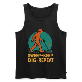 Metal Detecting Enthusiast Sweep Beep Dig Repeat - Men's Premium Organic Tank Top - black - Front - AI Model Male 178 light (178cm)