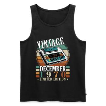 Vintage 1970 Best Of Dezember - Männer Premium Bio Tank Top - Schwarz - Vorne - AI Model Male 178 light (178cm)