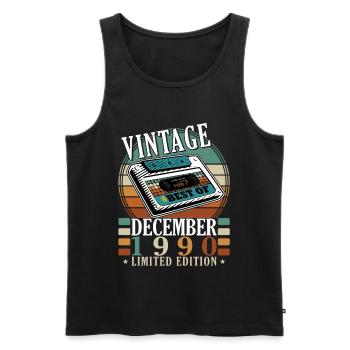 Vintage Dezember 1990 Limited Edition - Männer Premium Bio Tank Top - Schwarz - Vorne - AI Model Male 178 light (178cm)