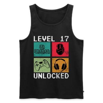 Level 17 Unlocked Retro Gamer - Men's Premium Organic Tank Top - black - Front - AI Model Male 178 light (178cm)