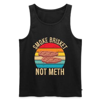 Smoke Brisket Not Meth Pitmaster BBQ Lover Smoke - Männer Premium Bio Tank Top - Schwarz - Vorne - AI Model Male 178 light (178cm)