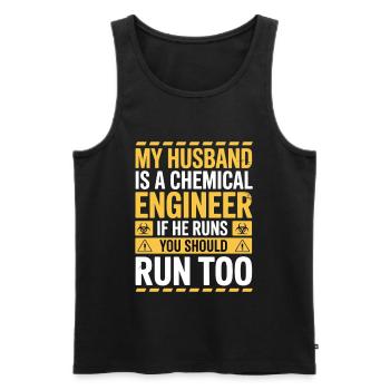 Funny scientific humor about a chemical engineer - Men's Premium Organic Tank Top - black - Front - Michal (187cm)