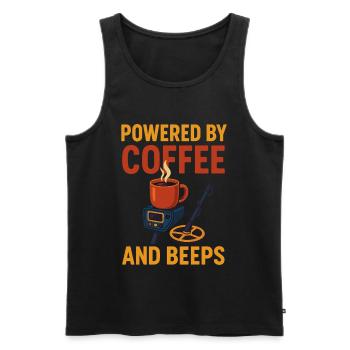 Angetrieben von Kaffee und Pieptönen Funny Metal - Männer Premium Bio Tank Top - Schwarz - Vorne - Michal (187cm)