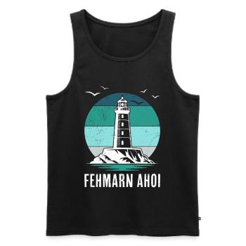 Baltic Sea FEHMARN AHOI Phare Rétro Drôle - Débardeur bio Premium Homme - noir - Devant - Michal (187cm)